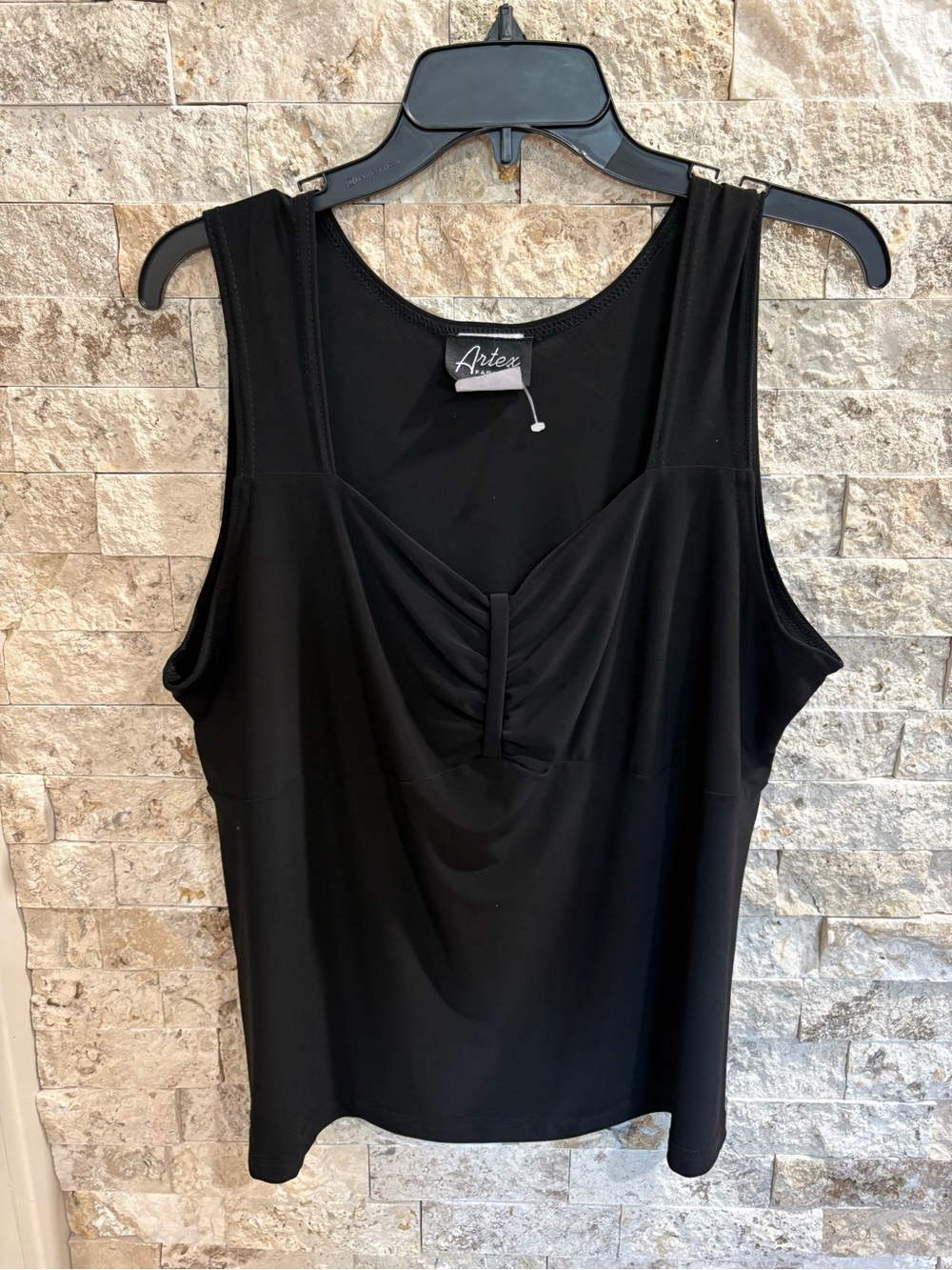 Artex Black Sleeveless Ruched Tank Top xxl